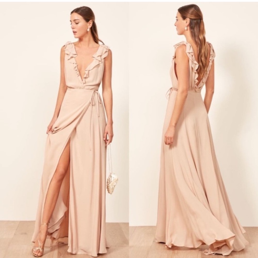 Reformation Peppermint Maxi Dress in Champagne Size Small